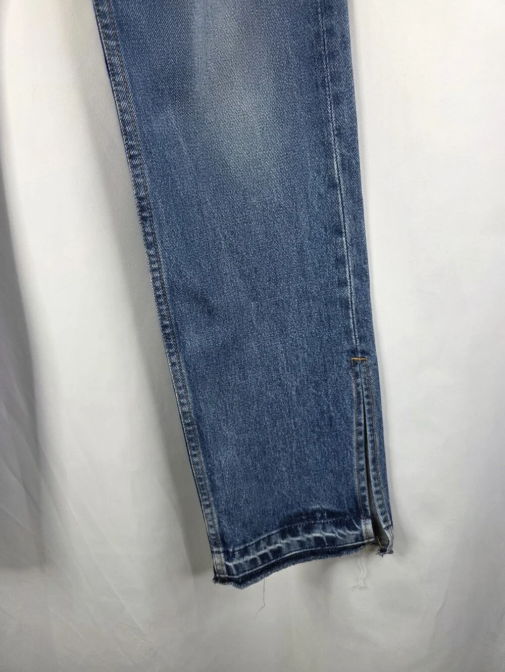 EB Denim Women's Size 27 High Rise Straight Leg Denim Jeans Split Hem Button Fly